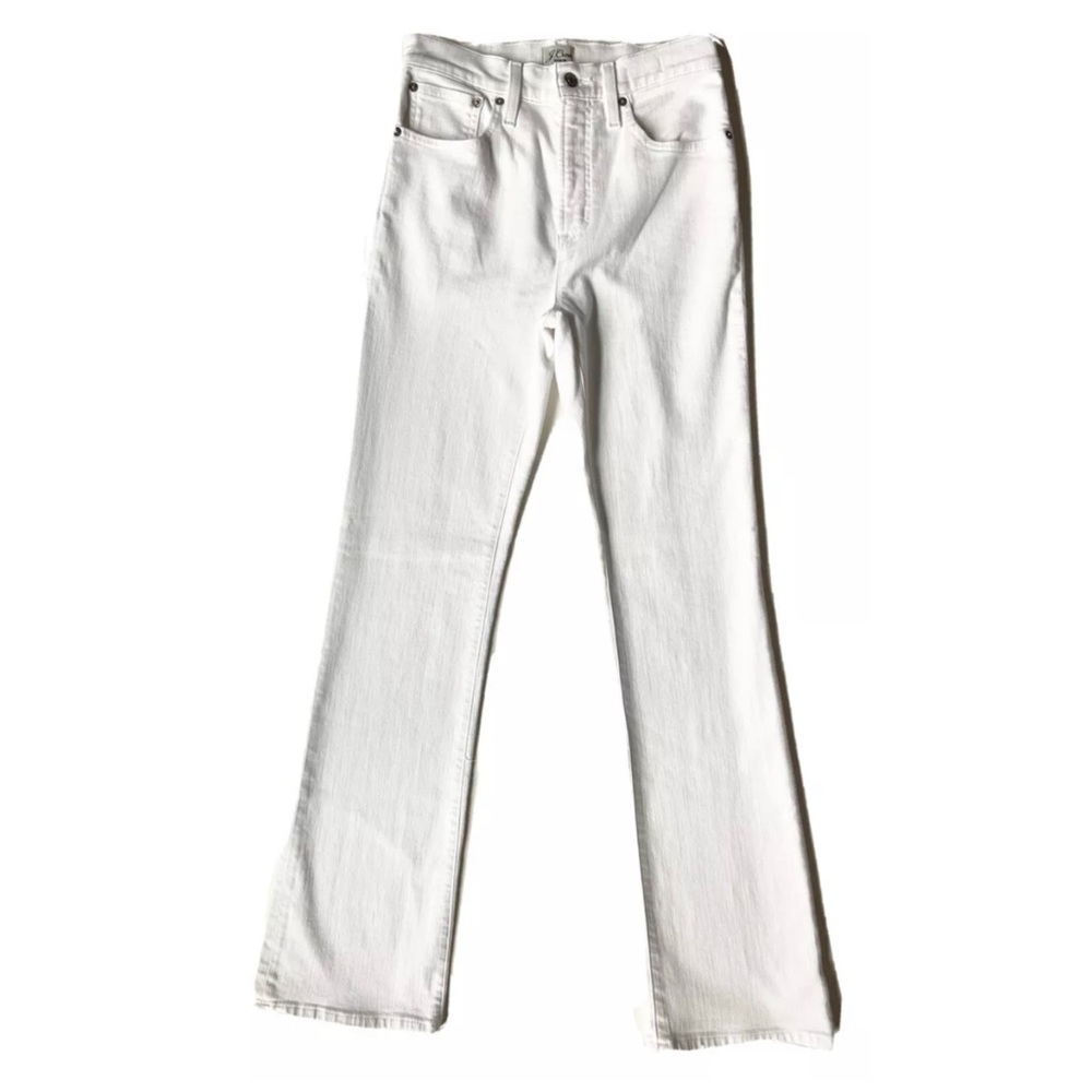 J Crew Denim 27 x 31 White Jeans Curvy Full Length Demi Boot Stretch